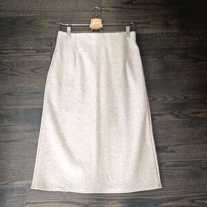 OGL Mid-Length Elegant Cream Pencil Skirt